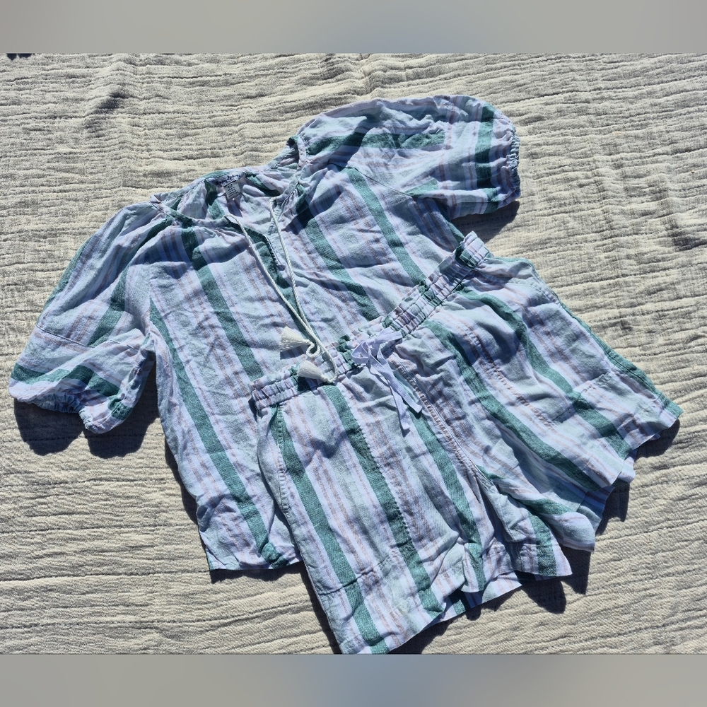 100% Linen Shorts And Top Set By Tommy Bahamas Size Small
